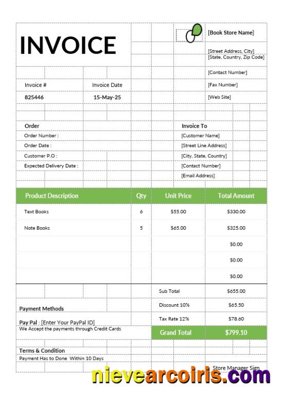 Book Store Invoice